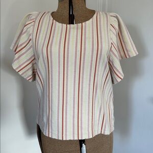 Madewell textured flutter-sleeve crop top size large